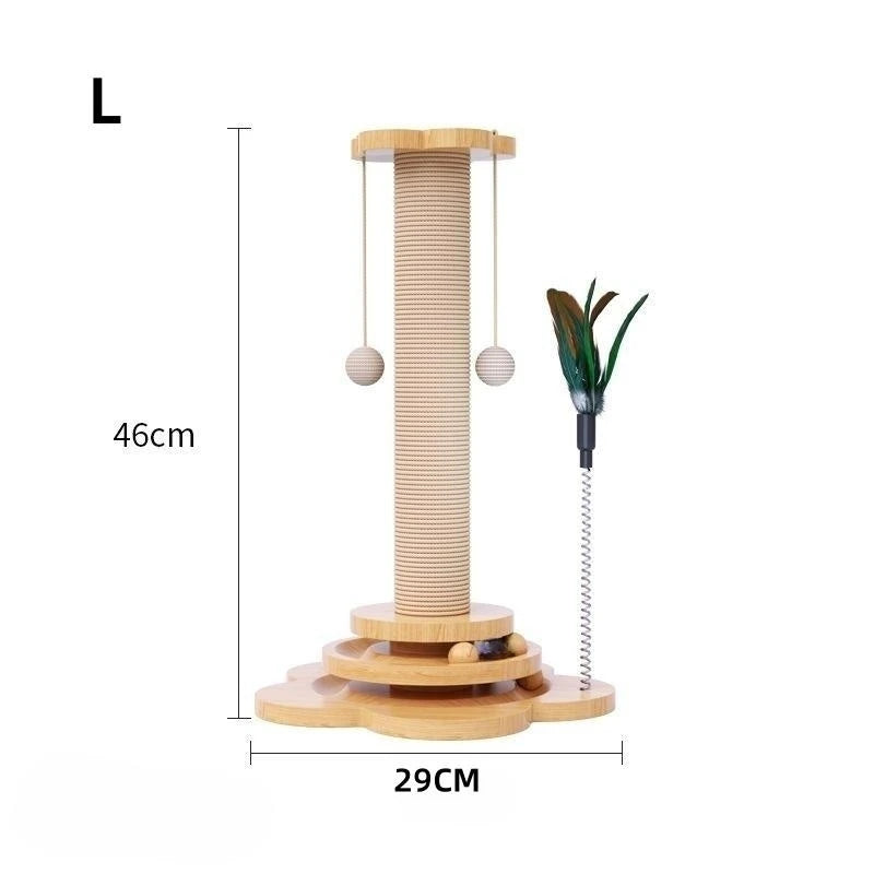 Pet Cat Toy Solid Wood Cat Turntable Funny Cat Stick Balls Durable Sisal Scratching Board Cat Supplies Cat Grab Column.