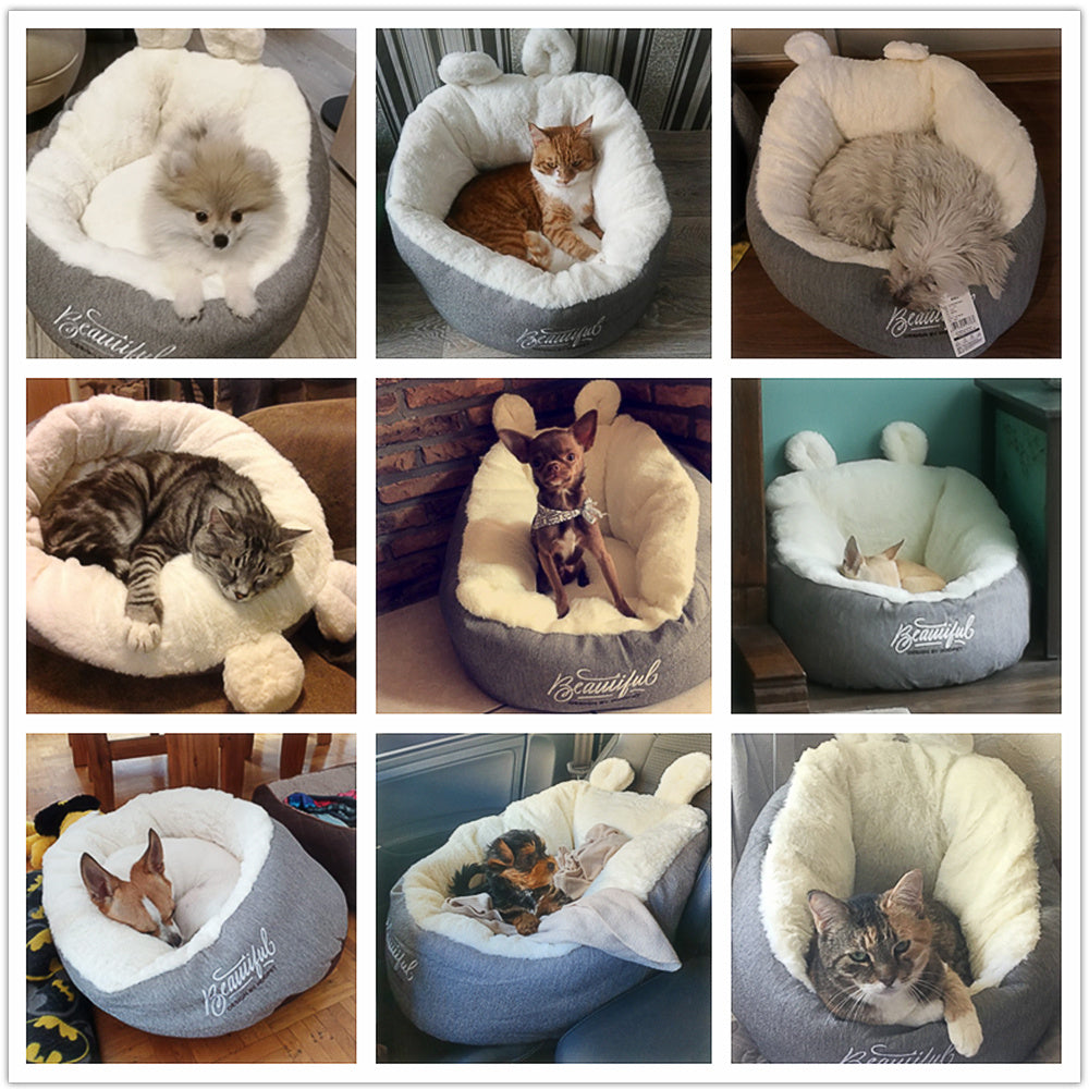 Belinana cozy pets sleeping bag with soft plush interior and supportive sides for small dogs and cats