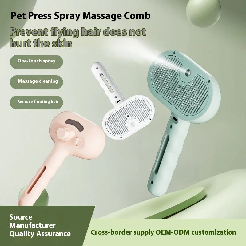 Belinana steamy massage comb for dogs and cats with one-touch spray and massage cleaning