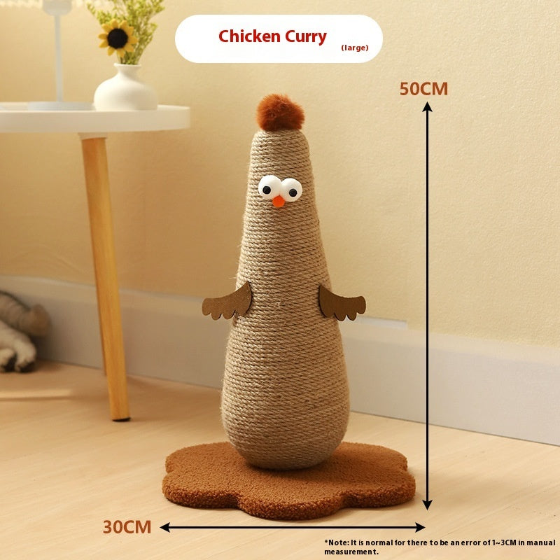 Belinana vertical cat scratcher for healthy claws shaped like a chicken with a soft brown base