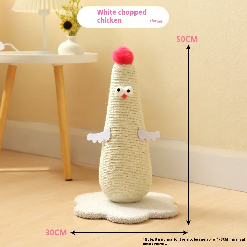 Belinana white chopped chicken vertical cat scratcher for healthy claws measuring 50cm tall and 30cm base