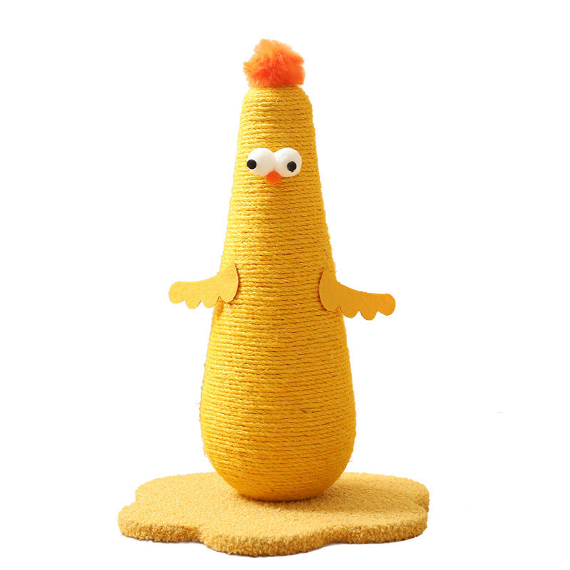 Belinana yellow vertical cat scratcher for healthy claws shaped like a bird with soft base